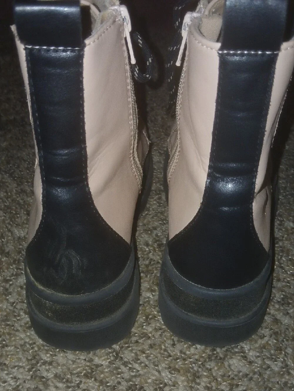 Kids Wonder Nation Pink Black Lug Sole Combat Boots Sude Zip Sz: 5